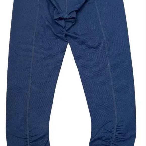 Prana Womens Size Small Ruched Textured Leggings Blue Yoga Athleisure Capri - Picture 3 of 5